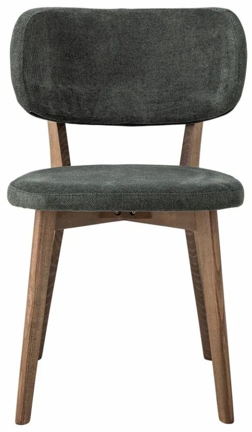 Scaun dining, verde, din lemn de stejar si stofa, Cally