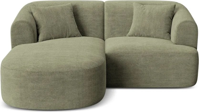 Colțar verde cu tapițerie din catifea reiată (cu colț pe partea stângă/cu șezlong) Campi – Cosmopolitan Design