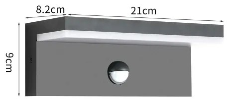 Brilagi-LED Aplica de perete exterior cu senzor TESSI LED/10W/230V antracit IP54