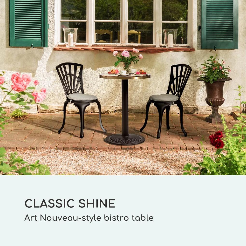 Patras Jewel, masă din marmură, stil Art Nouveau, Ø: 57,5 ​​cm, înălțime: 75 cm, suport din fontă