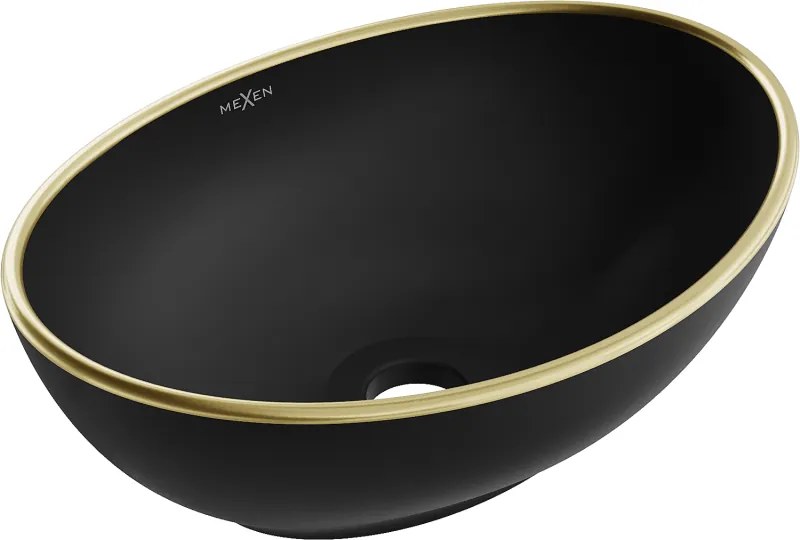 Mexen Elza chiuvetă de blat 40 x 33 cm, negru mat/margine aurie - 21014025
