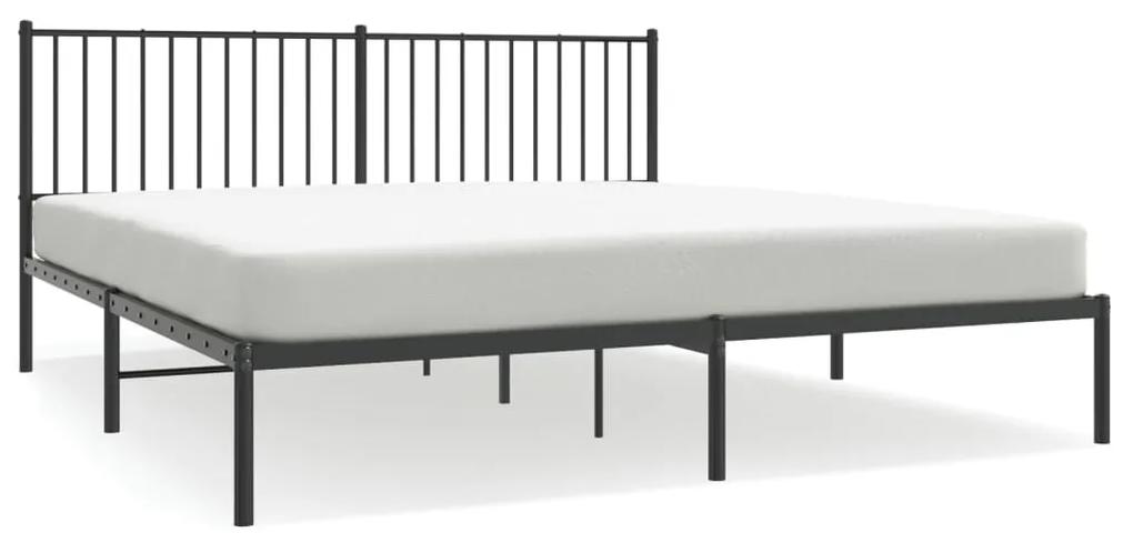 350869 vidaXL Cadru de pat metalic cu tăblie, negru, 183x213 cm