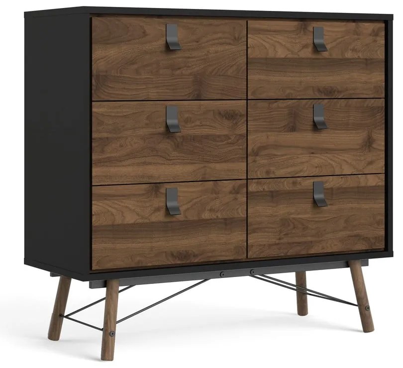 Comodă Tvilum Ry, 102x95 cm, maro închis-negru