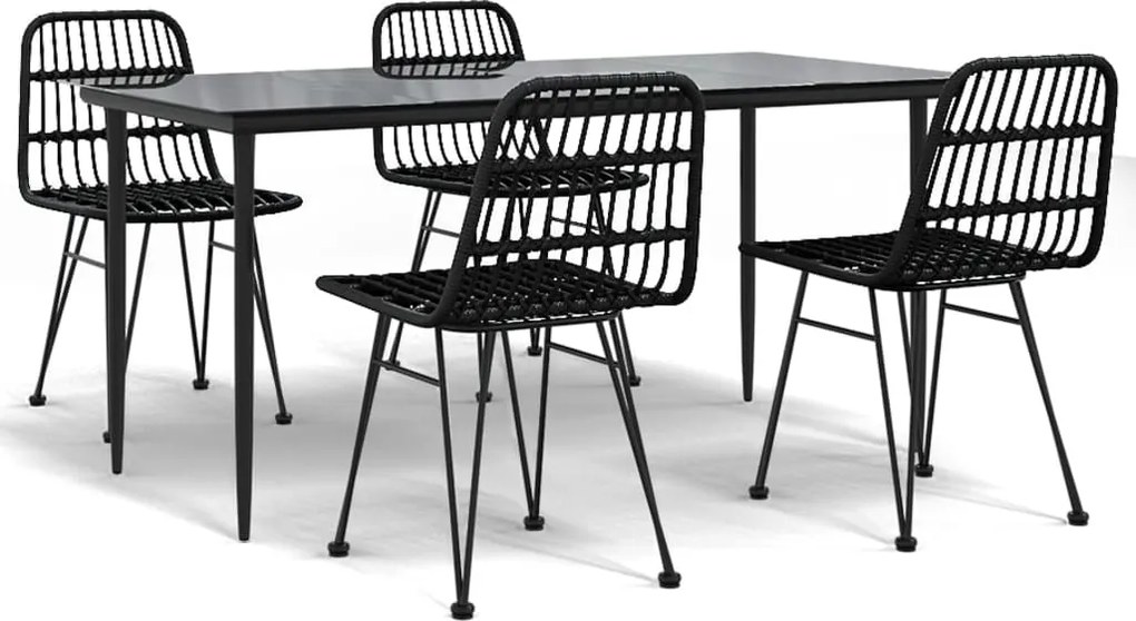 vidaXL Set mobilier de grădină, 5 piese, negru, poliratan