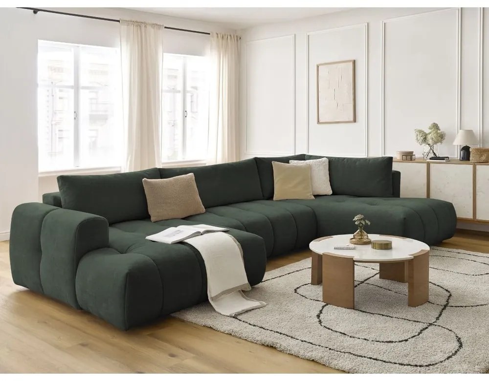 Colțar verde extensibil/cu spațiu de depozitare (cu colț pe partea dreaptă/în formă de "U") Fuji – Bobochic Paris