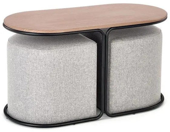 Set masuta cafea si 2 tabureti Pampa nuc/gri