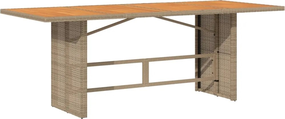 vidaXL Masă de grădină, blat din lemn acacia, 190x80x74 cm, poliratan