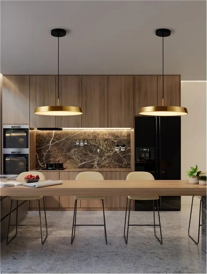 Lustra LED suspendata design modern VETRO auriu, D-50cm