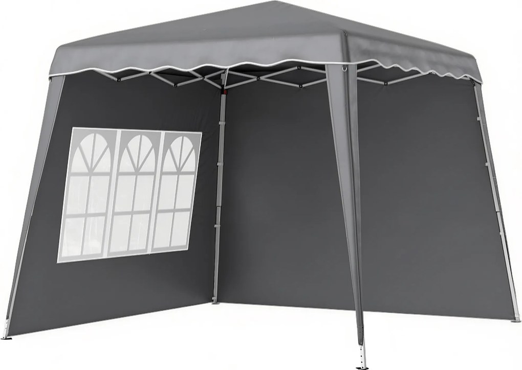 Outsunny Cort Pliant Pop-up 2,89x2,89m Pavilon de Grădină cu Pereți Laterali, Înălțime Reglabilă, Protecție UV50+, Gri | Aosom Romania