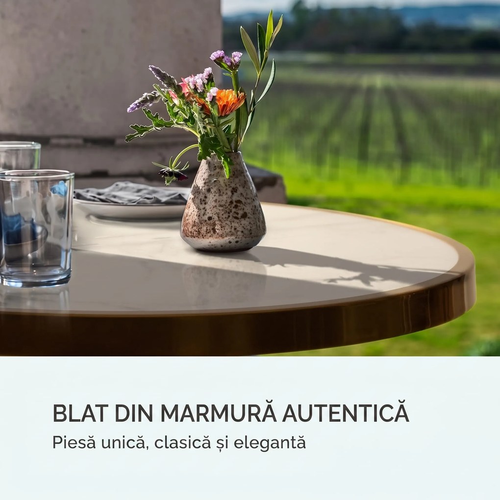 Blumfeldt Patras Lux, masă bistro cu bază cu trei picioare, masă din marmură, Ø: 57,5 cm, înălțime: 72 cm