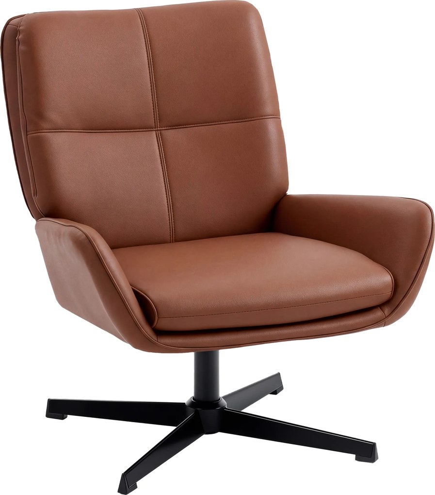 HOMCOM Fotoliu pentru Living tapițat în PU Fotoliu de Lectură cu Șezut Căptușit Brațe Picioare Metalice Maro | Aosom Romania