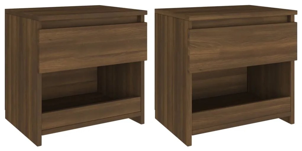 815134 vidaXL Noptiere, 2 buc., stejar maro, 40x30x39 cm, lemn prelucrat