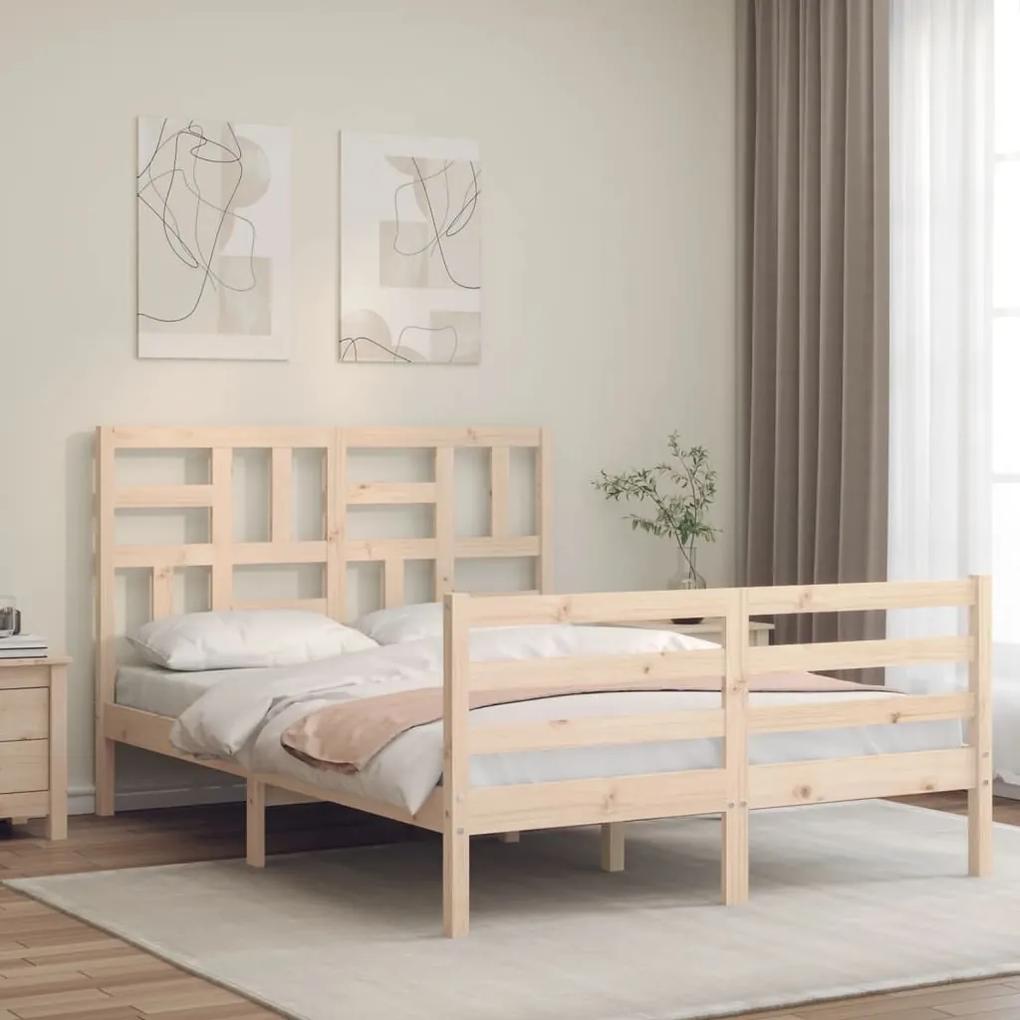 3194876 vidaXL Cadru de pat cu tăblie, 140x190 cm, lemn masiv
