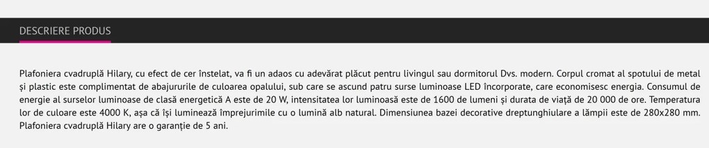 Plafoniera LED design minimalist Hilary 4 5664 RX