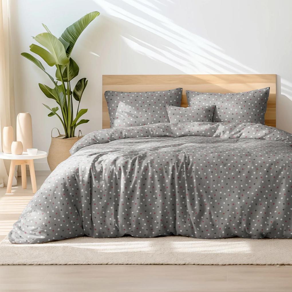 Goldea lenjerie de pat din satin de lux - buline colorate pe gri închis 140 x 200 și 50 x 70 cm