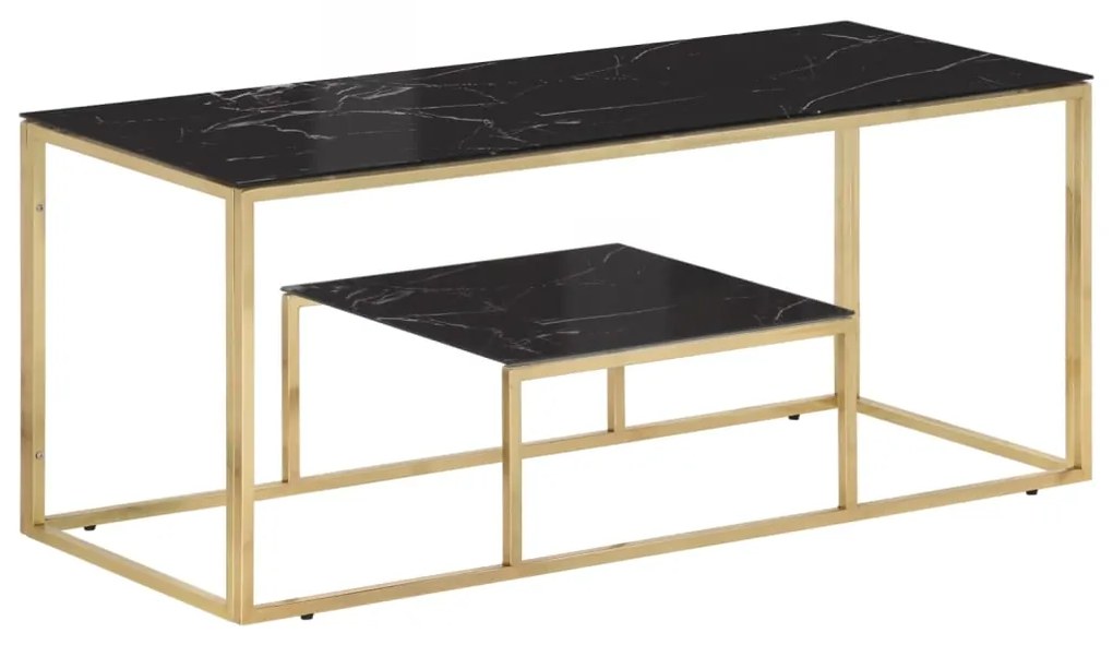 vidaXL Măsuță de cafea, oțel inoxidabil auriu și sticlă securizată