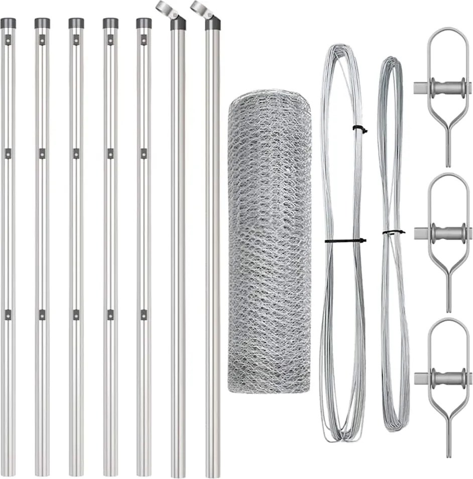 vidaXL Stâlp de gard. Argintiu 10 x 0,5 m (plasă de 13 mm) Oțel