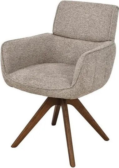 Set de 2 scaune pivotante, Lemn de nuc, Material texturat bej-taupe, UNIQUE