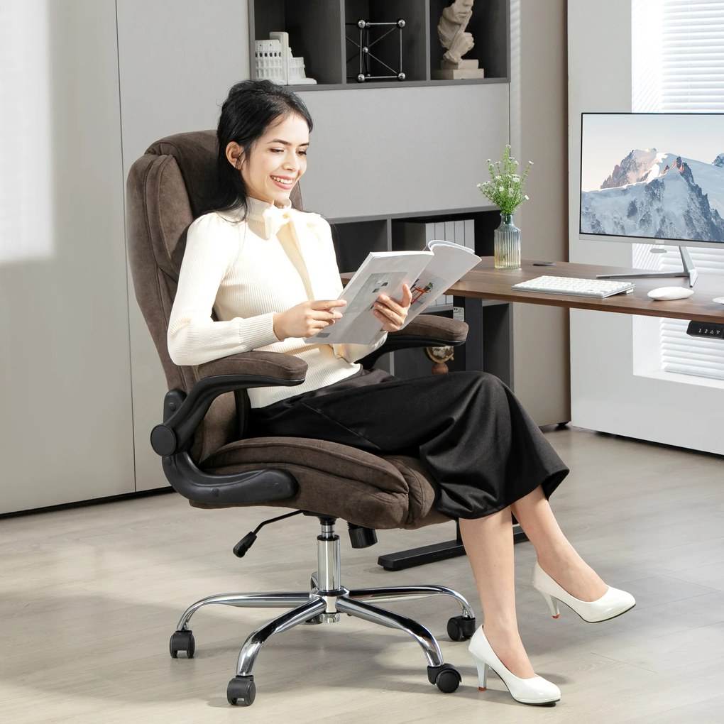 HOMCOM Scaun de birou, scaun birou ergonomic, inaltime reglabila, brate rabatabile, 70 x 70 x 114-122 cm, maro | Aosom Romania