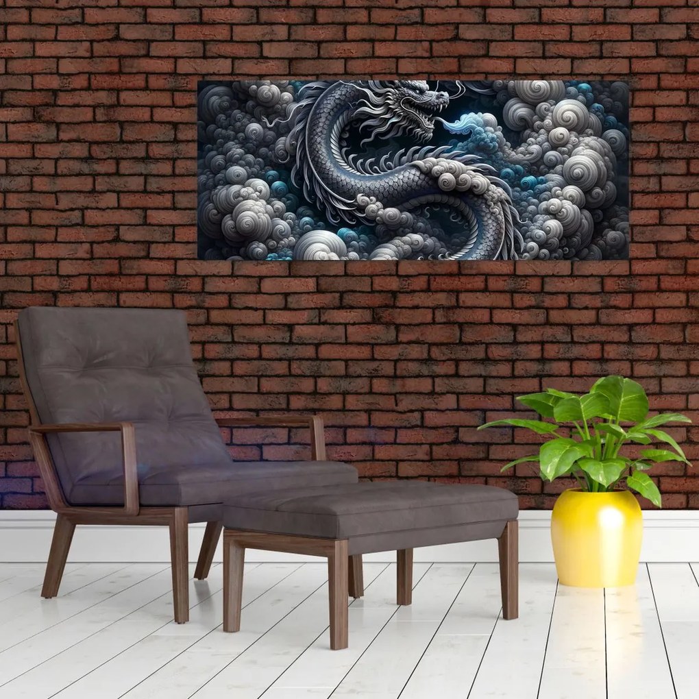 Tablou – Dragon în fum (120x50 cm)