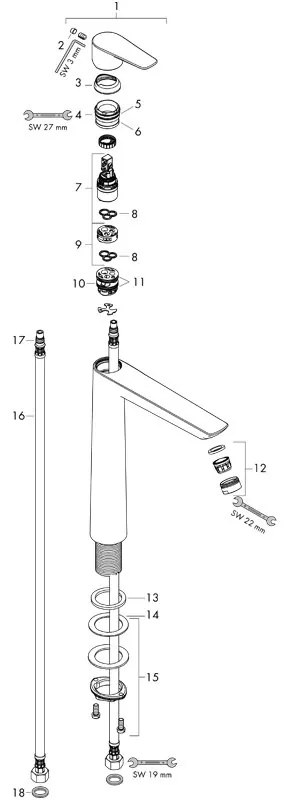 Baterie lavoar fara ventil, Hansgrohe, Talis E 240