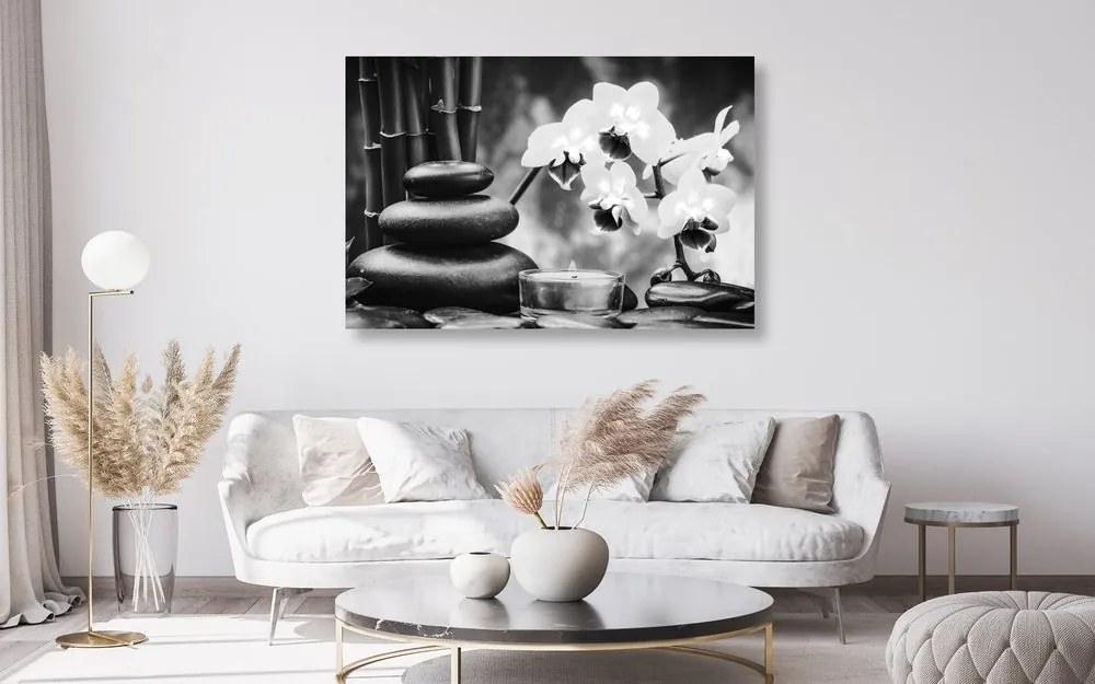 Tablou spa natura moartă în design alb-negru