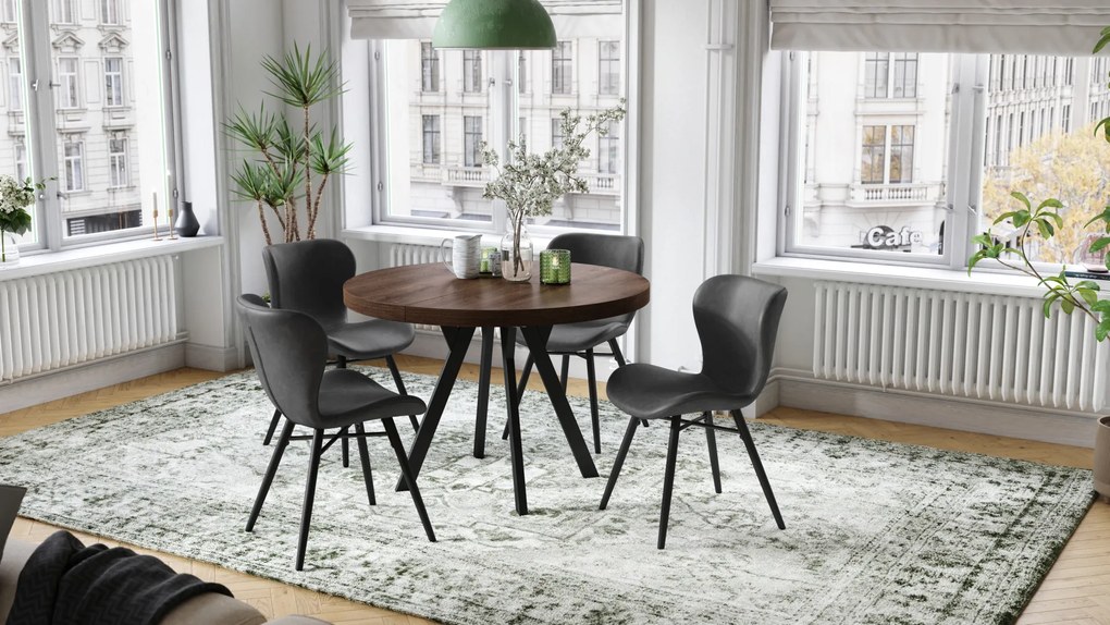 MAZZONI EXPORT ALTEA Piele ecologică Neagră (Gri închis)/picioare negre - SCAUN MODERN PENTRU LIVING/SUFRAGERIE/BUCĂTĂRIE/BIROU