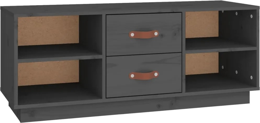 vidaXL Comodă TV, gri, 100x34x40 cm, lemn masiv de pin