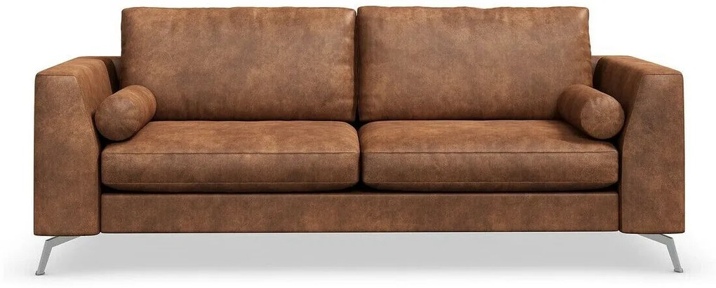 Canapea Seattle 168 Preston 24 Argint Numărul de locuri: 3, Maro, Argint, 222x96x88cm, Piele eco, Picioare: Metal