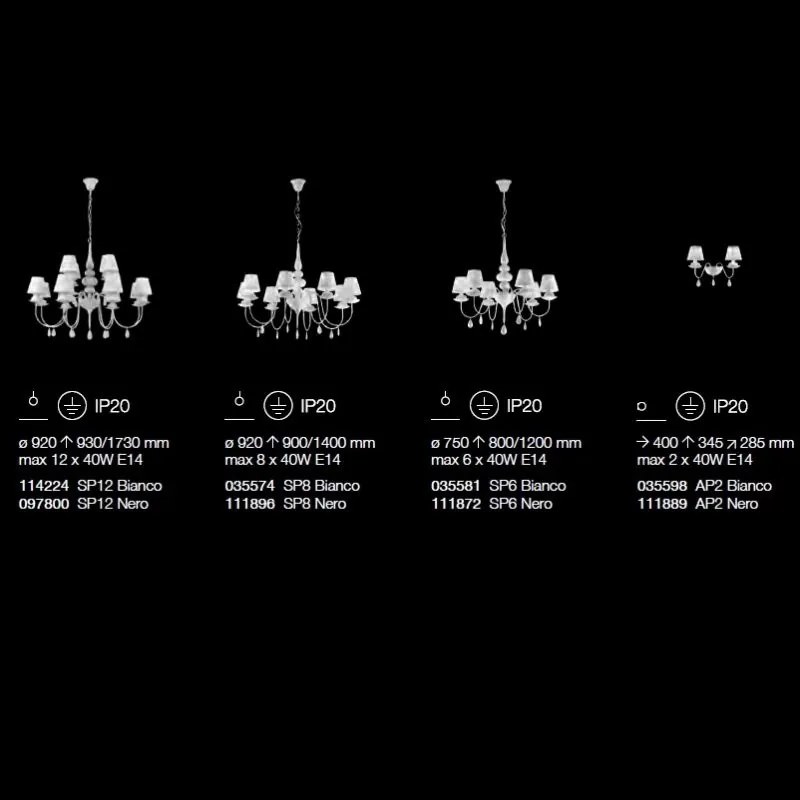 Candelabru 12 brate diametru 92cm BLANCHE SP12 Nero 097800