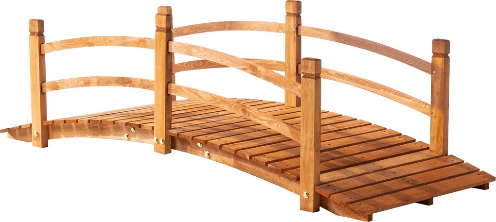 Outsunny Pod de Grădină din Lemn Decor pentru Grădină dim. 185L x 72l x 58H cm cu Balustradă, Lemn de Brad, Portocaliu | Aosom Romania