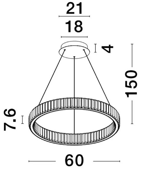Lustra LED suspendata , dimabila, cristal design elegant AURELIA crom 60cm