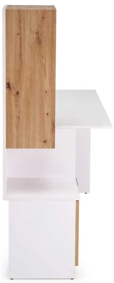 Birou Kirkton, alb / stejar artisan