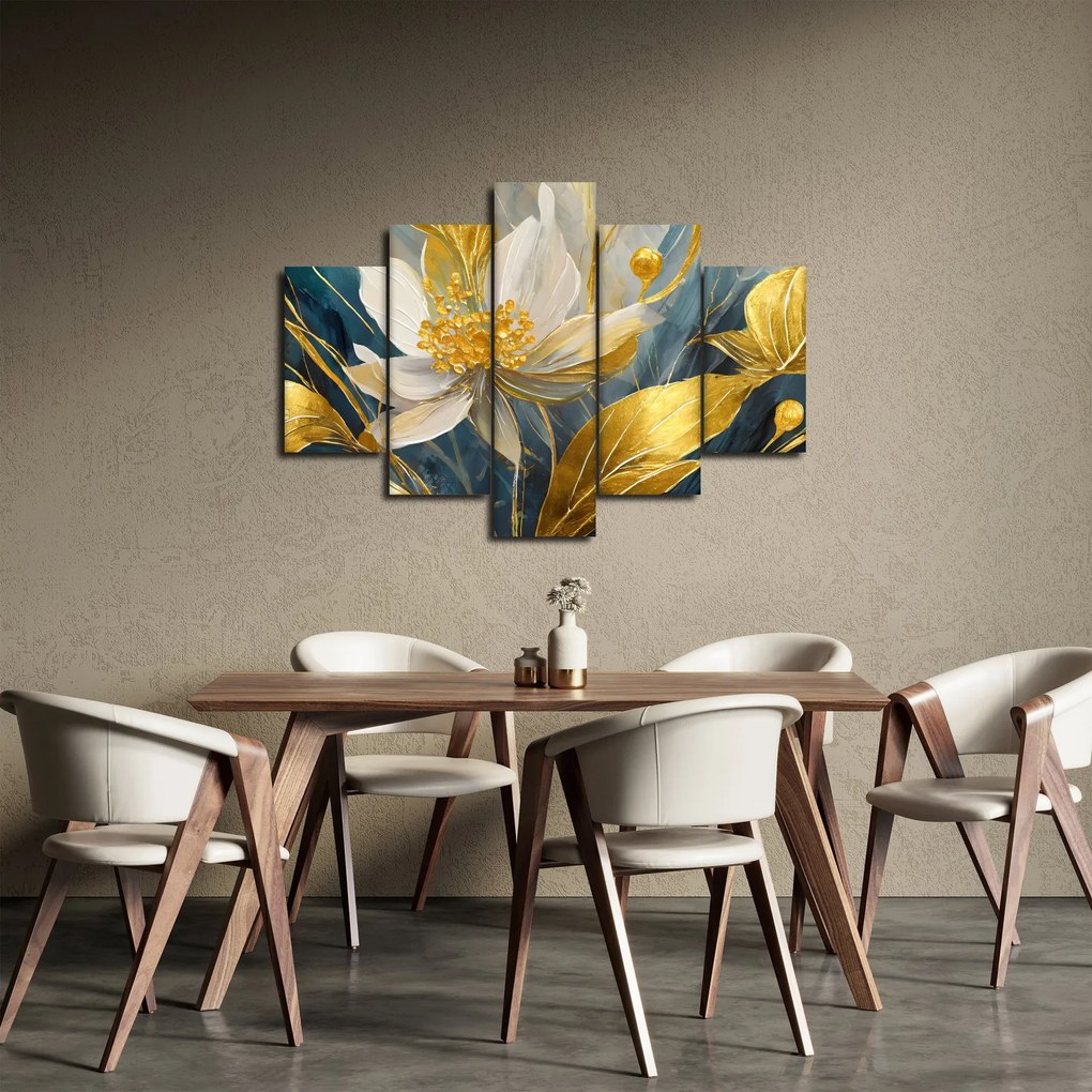 Tablou - Pictura de flori de aur (150x105 cm)