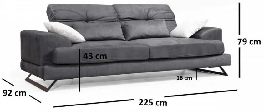 Canapea cu 3 Locuri Frido 3 Seater, Antracit