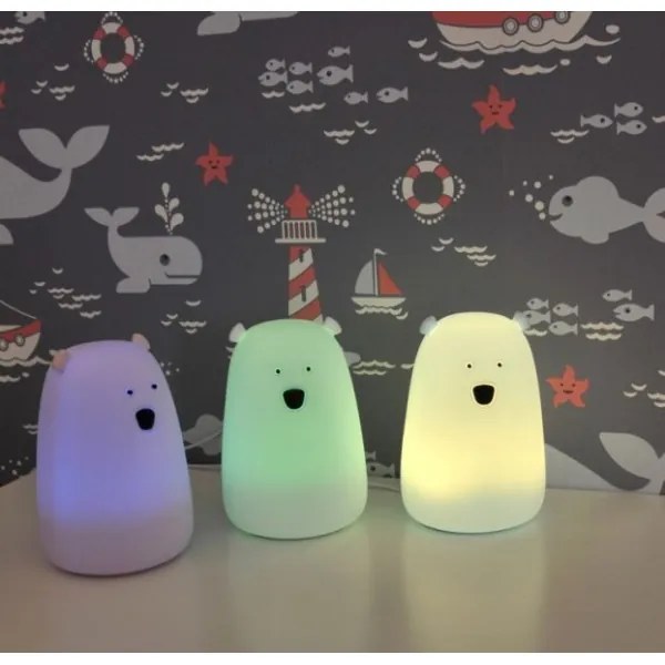 Lampă LED RGB pentru copii BEAR, tactilă, 0,8W, 5V, albă + USB