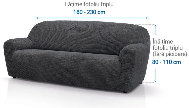 Huse super elastice RUBINIA antracit fotoliu triplu (l. 180 - 230 cm)