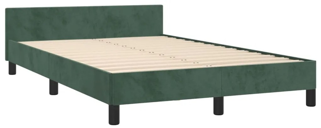 Cadru de pat cu tablie, verde inchis, 120x200 cm, catifea Verde inchis, 120 x 200 cm, Design simplu