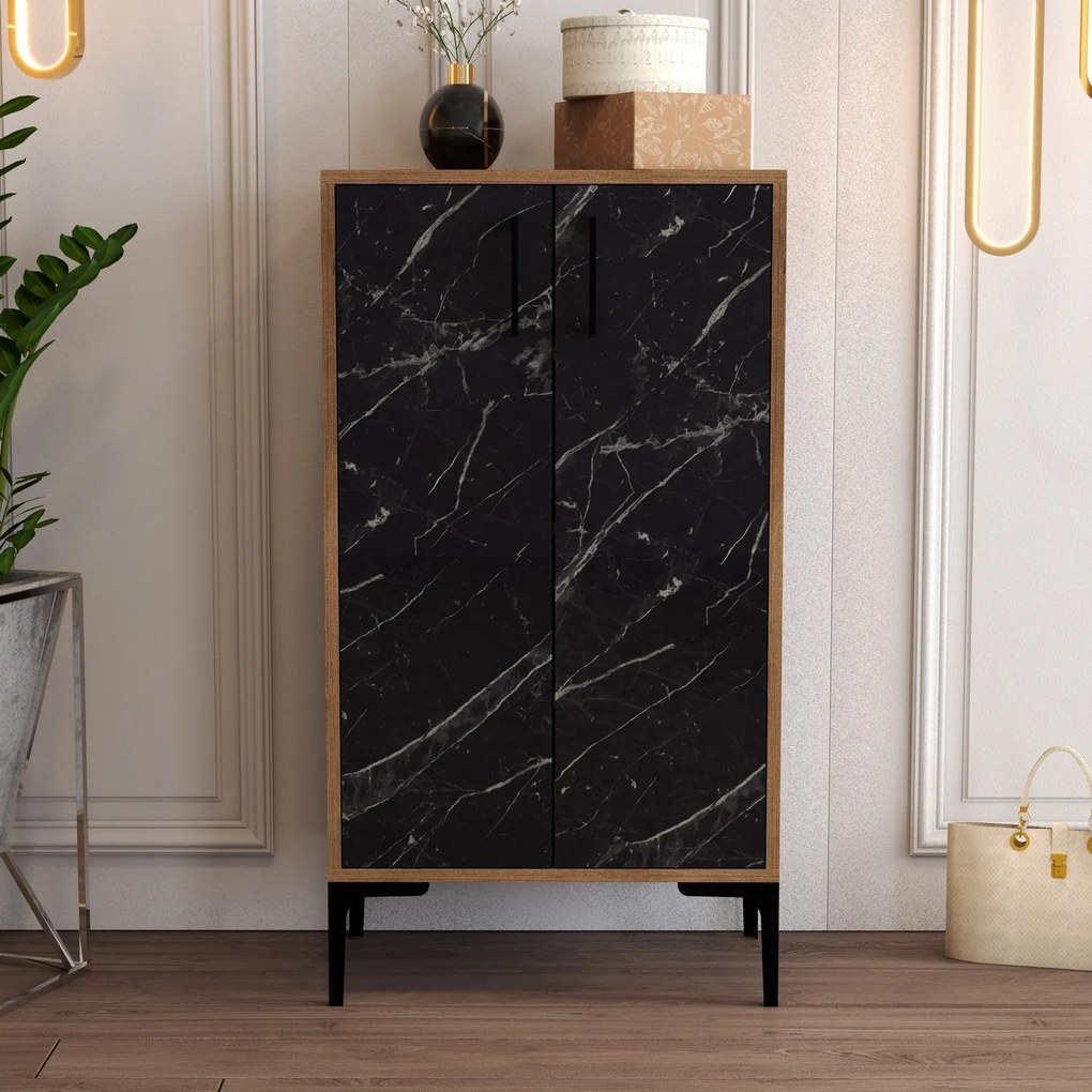 Dulap pentru pantofi Praga 1 (nuc + negru). 1063287