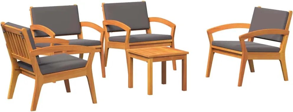 vidaXL Set bistro cu pernă 5 pcs Maro Poliester