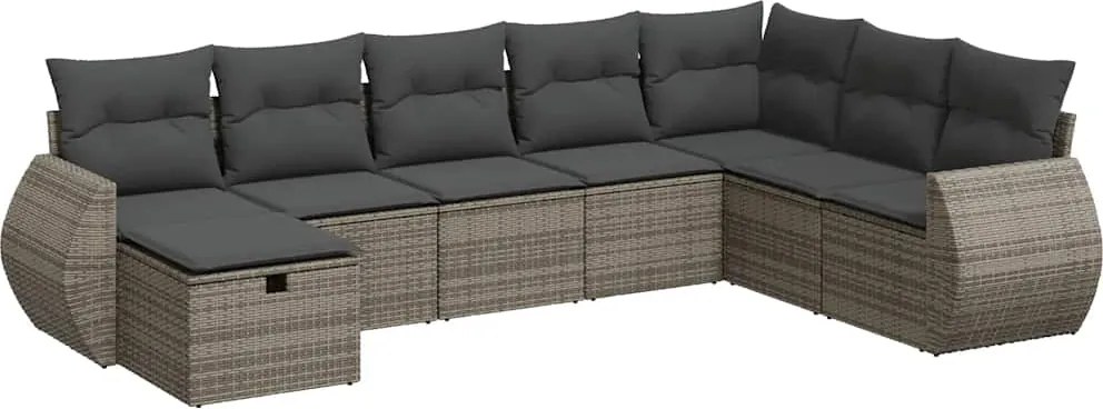 vidaXL Set canapele de grădină cu perne, 8 piese, gri, poliratan