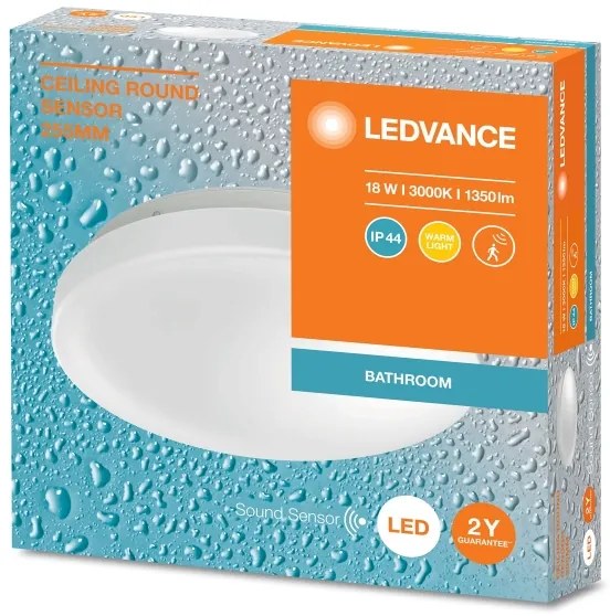 Plafonieră LED cu senzor pentru baie Ledvance CEILING ROUND LED/18W/230V IP44