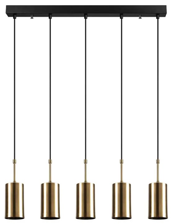 Candelabru suspendat Elefant 892OPV1652, 5 becuri, Fier, 120 cm, Negru / auriu