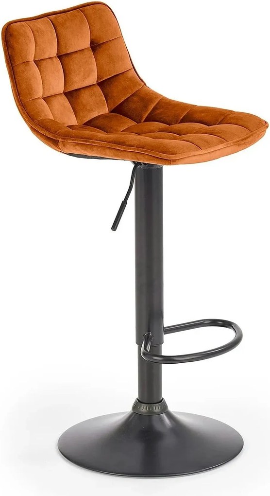 Scaun bar inalt H95, scortisoara - Bluvel 4215/negru, stofa catifelata