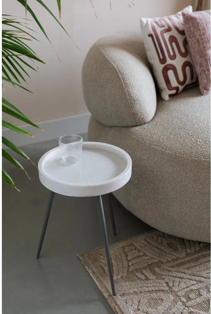 Măsuță auxiliară rotundă cu blat din marmură ø 33 cm Karrara – White Label