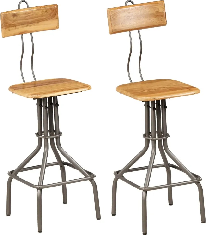 vidaXL Scaune de bar, 2 buc., lemn masiv de tec reciclat