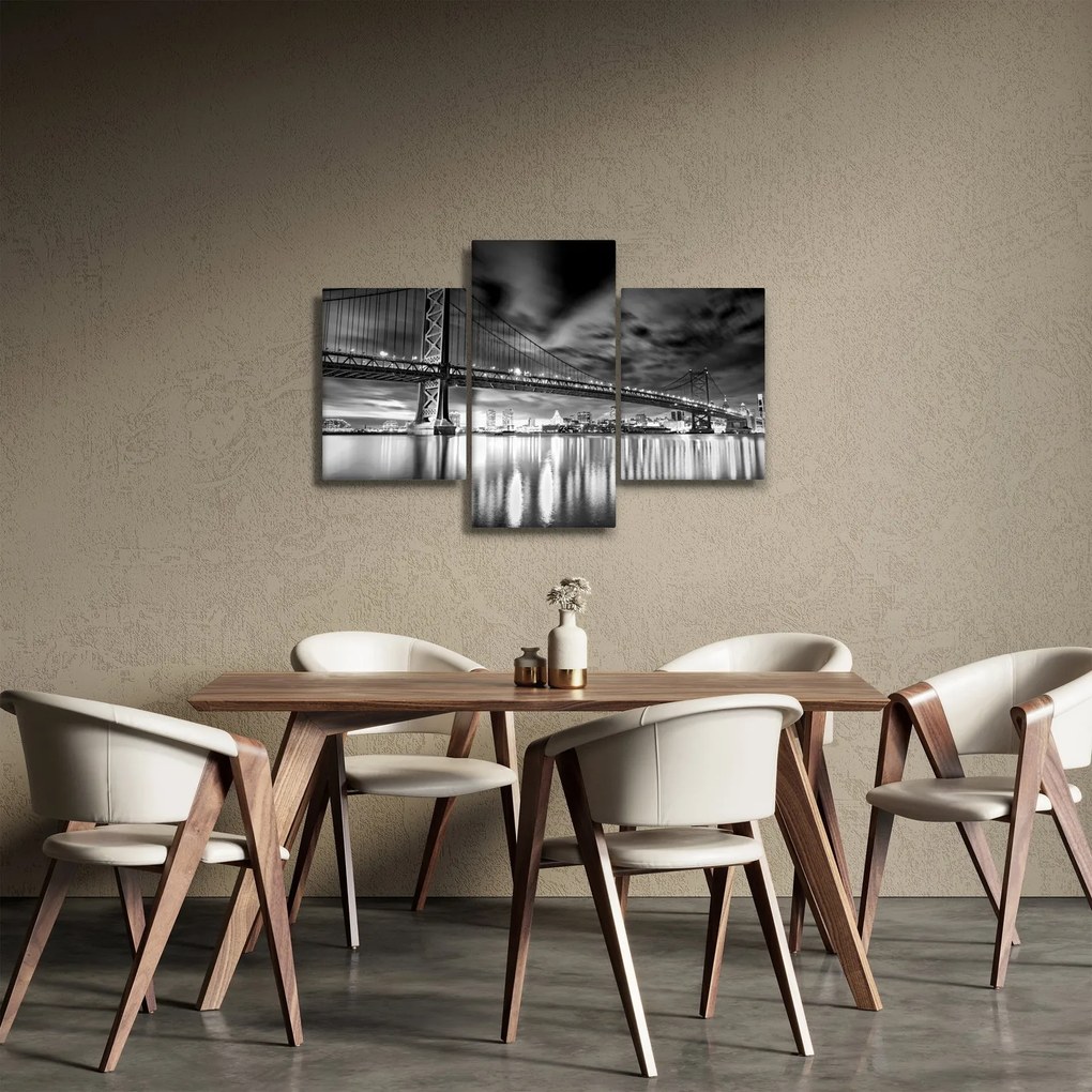 Tablou - Podul Benjamin Franklin, Philadelphia, alb-negru (90x60 cm)