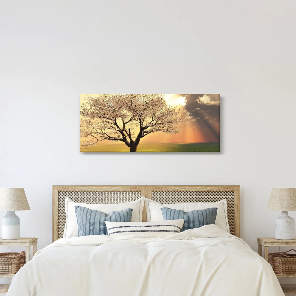 Tablou cu copac pe luncă (120x50 cm)
