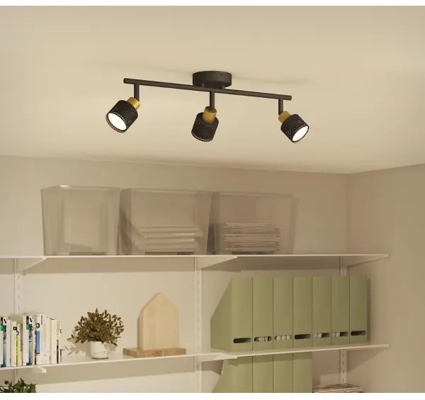 Spot Philips NIALL 3xGU10/5W/230V negru/alamă