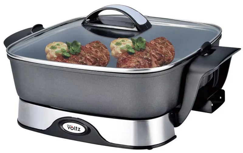 Tigaie electrica Oliver Voltz OV51010A, 1650 W, 5,5 litri, 5 trepte, Termostat, Negru/Argintiu